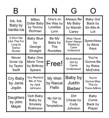Baby Bingo Card