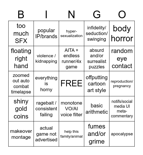 freemium mobile game ad bingo Card