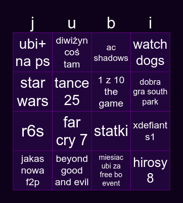 jubi Bingo Card