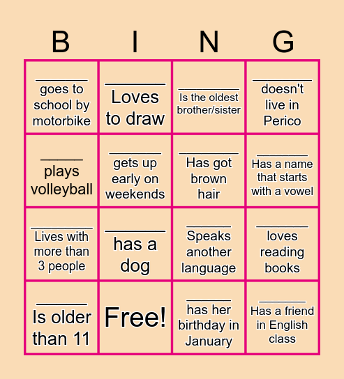 Getting to Know You Bingo Card