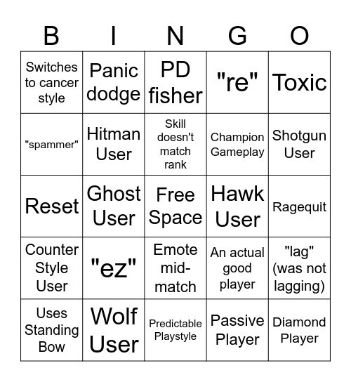 UBG Bingo Card