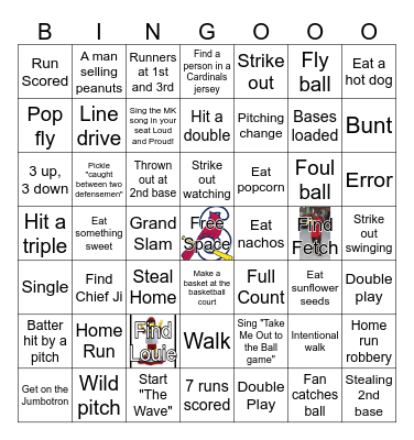 Cardinal's Baseball Bingo Card
