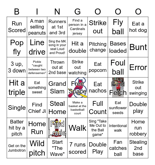 Cardinal's Baseball Bingo Card