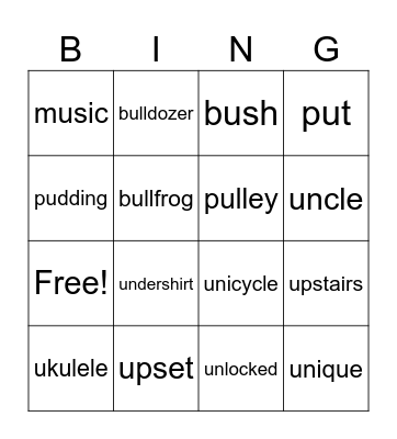 Three Sounds of U Bingo Card