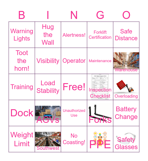 Forklift Safety Bingo Extravaganza! Bingo Card