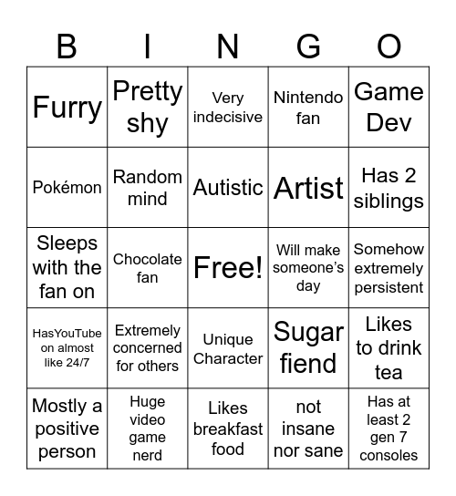 Benjiro’s Bingo Card