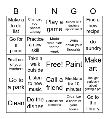 Adult Bingo Card