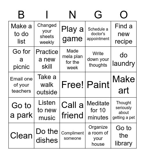 Adult Bingo Card