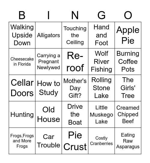 Fond Memories Bingo Card