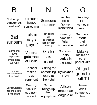 Cali Trip! Bingo Card