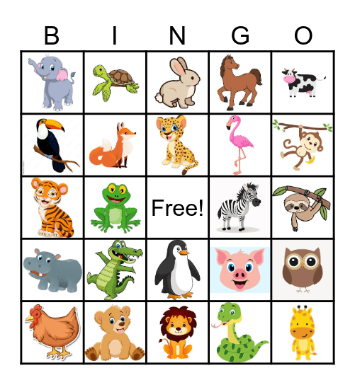 Animal Kingdom Bingo Card