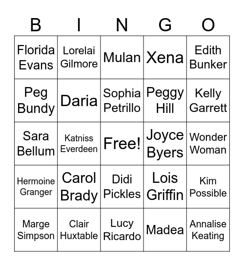 Girl Power Bingo Card