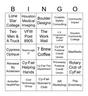 2024 Spring Business Expo Bingo Card