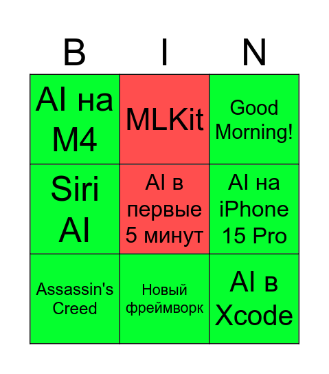 WWDC 2024 Bingo Card