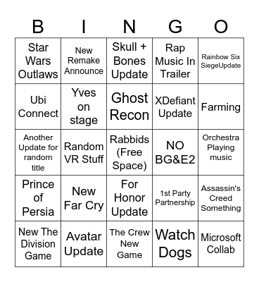 UbiWD Bingo Card