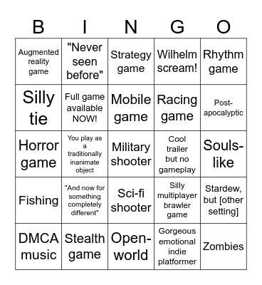 Game Conference Show Bingo Card