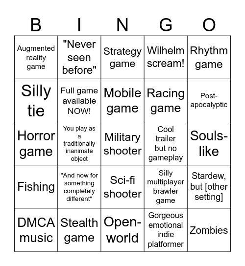 Game Conference Show Bingo Card