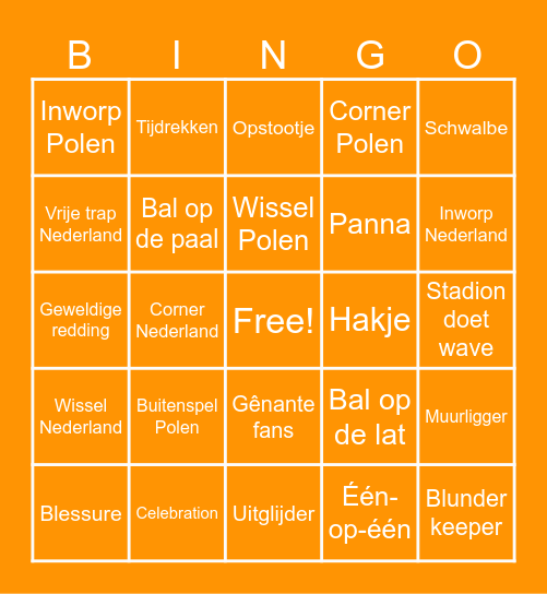 Vaderdag voetbal bingo Card