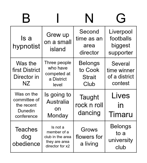 Get-to-know bingo Card