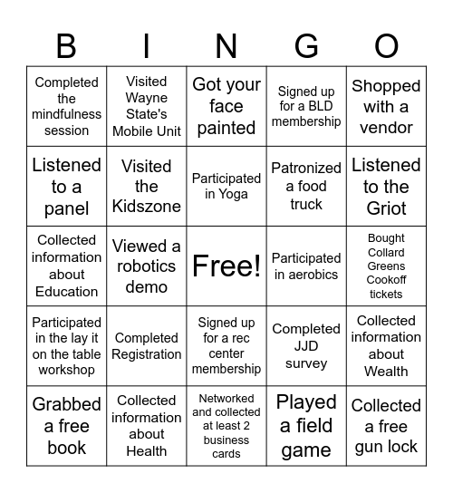 Liberation for Life Bingo Card