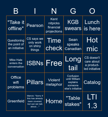 Governance Bingo Card