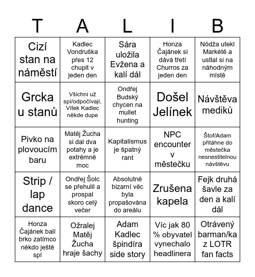 Rock for Jablonec 2024 Bingo Card