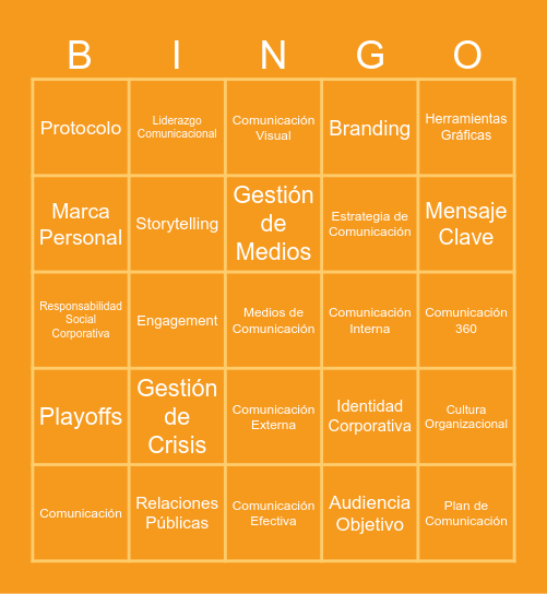 Bingo de Comunicación Bingo Card