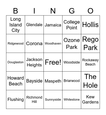 Queen's Bingo Card