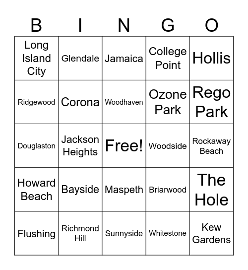 Queen's Bingo Card