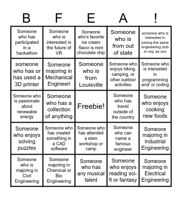 2024 BFEA Human Bingo Card