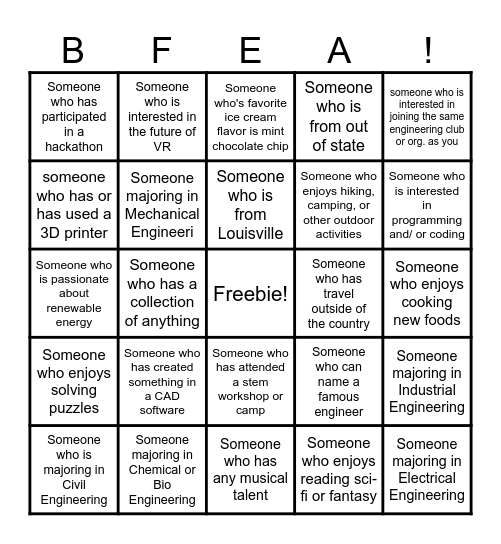 2024 BFEA Human Bingo Card