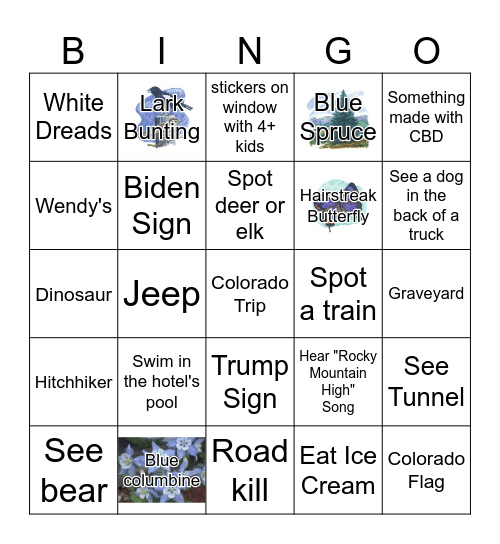 Colorado Trip Bingo Card