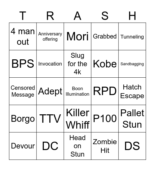 Ultimate DBD Bingo Card