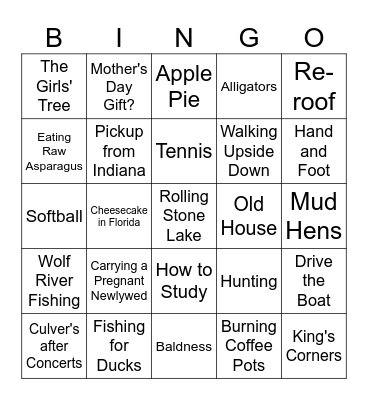 Fond Memories Bingo Card