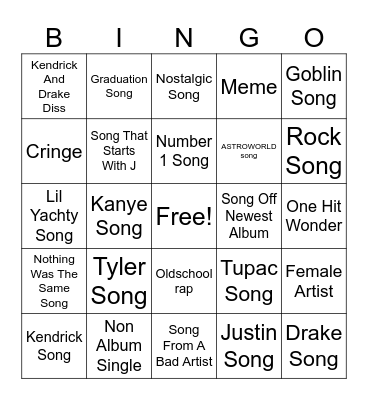 Music Bingo Card