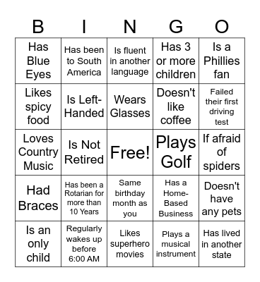 ROTARY SOCIAL BINGO Card