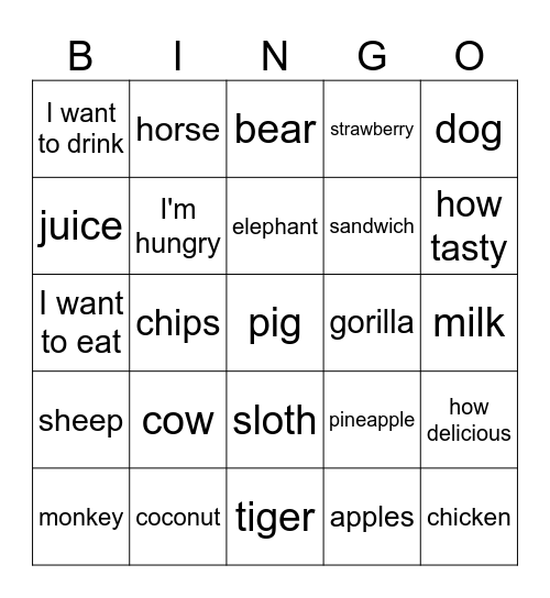 Comida Bingo Card