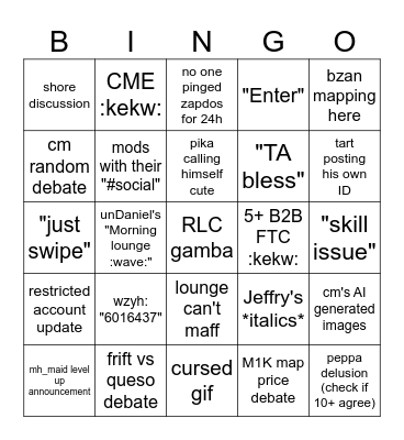 BINGSU Bingo Card