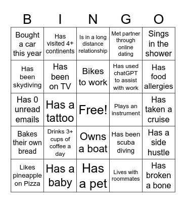 Icebreaker Bingo Card