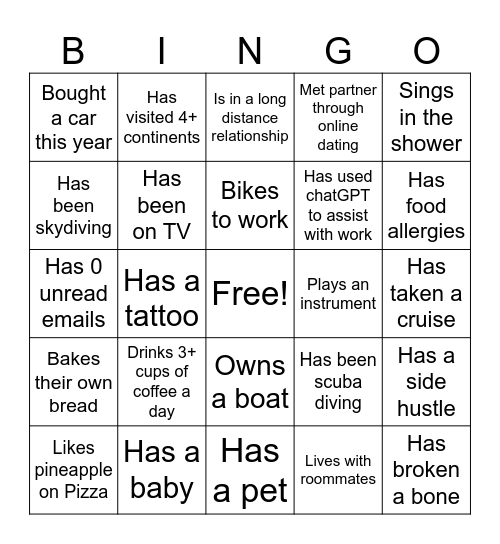 Icebreaker Bingo Card