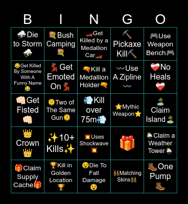 Fortnite Bingo👑 Bingo Card