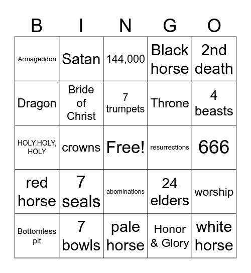 REVELATION--Part 2 Bingo Card