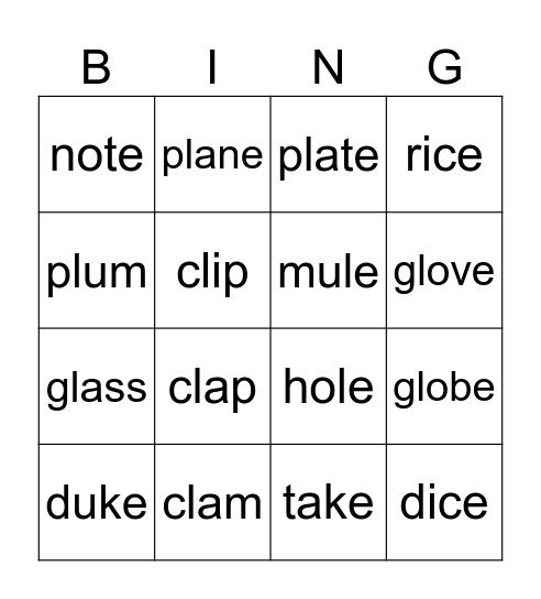 Spotlight on First Phonics 4 - Unit 1 Bingo Card