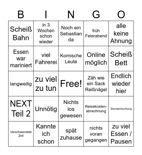 NEXT Bullshit Bingo Card