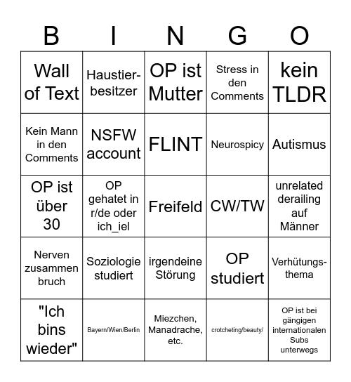 Weibsvolk Bingo Card