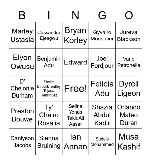 Dumont Bingo Card