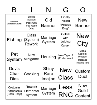 BP Dev Stream Bingo Card