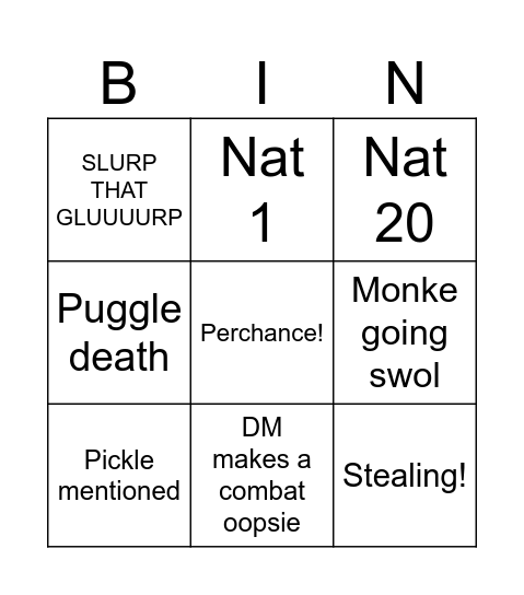 Dolmenwood Bingo Card