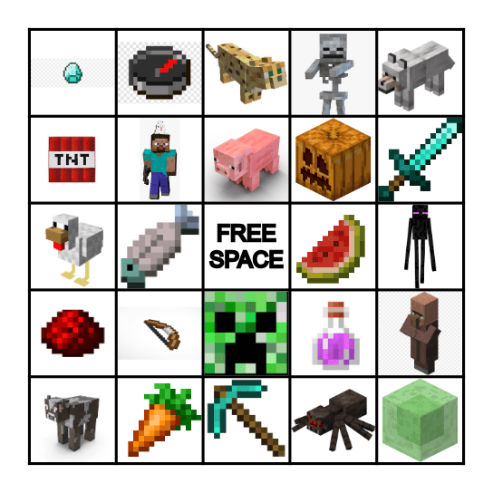 Minecraft Bingo Game Bingo Card