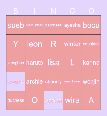 laivlisa Bingo Card